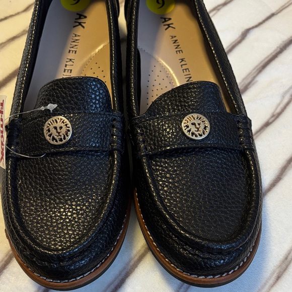 Anne Klein Black Textured Loafers - Picture 2 of 2